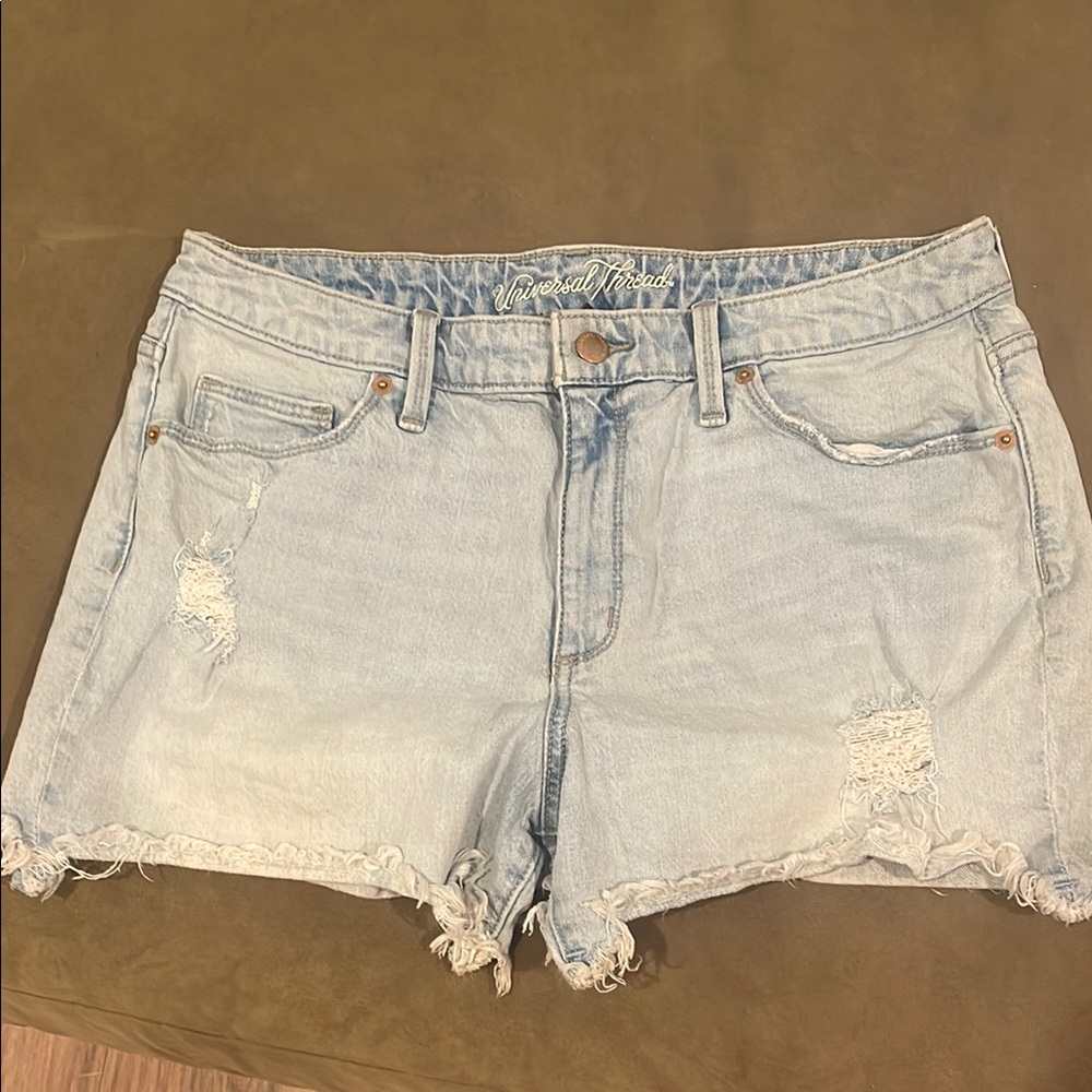 American Threads Blue Jean Shorts Distressed Cut-Off